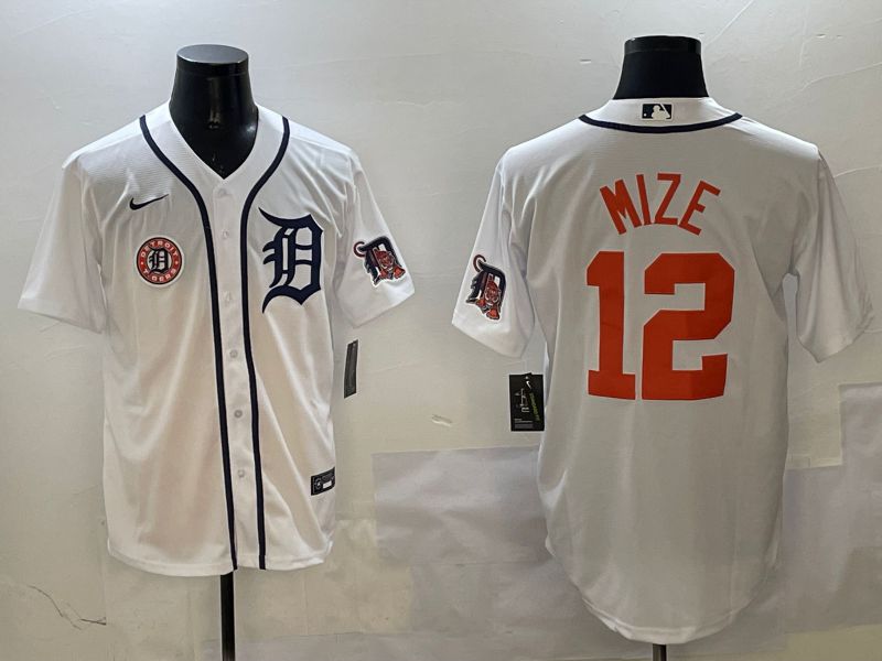 Men Detroit Tigers #12 Mize White Game 2025 Nike MLB Jersey style 3134->detroit tigers->MLB Jersey